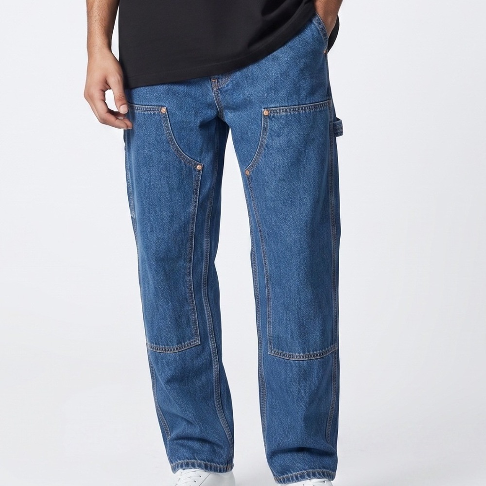Carhartt B73-DST Mens Double Front Logger Jeans Blue Loose Original Fit 44x32